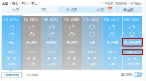 京山天气预报（京山天气预报15天查询百度）