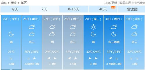 枣庄市天气预报（枣庄市天气预报三十天）